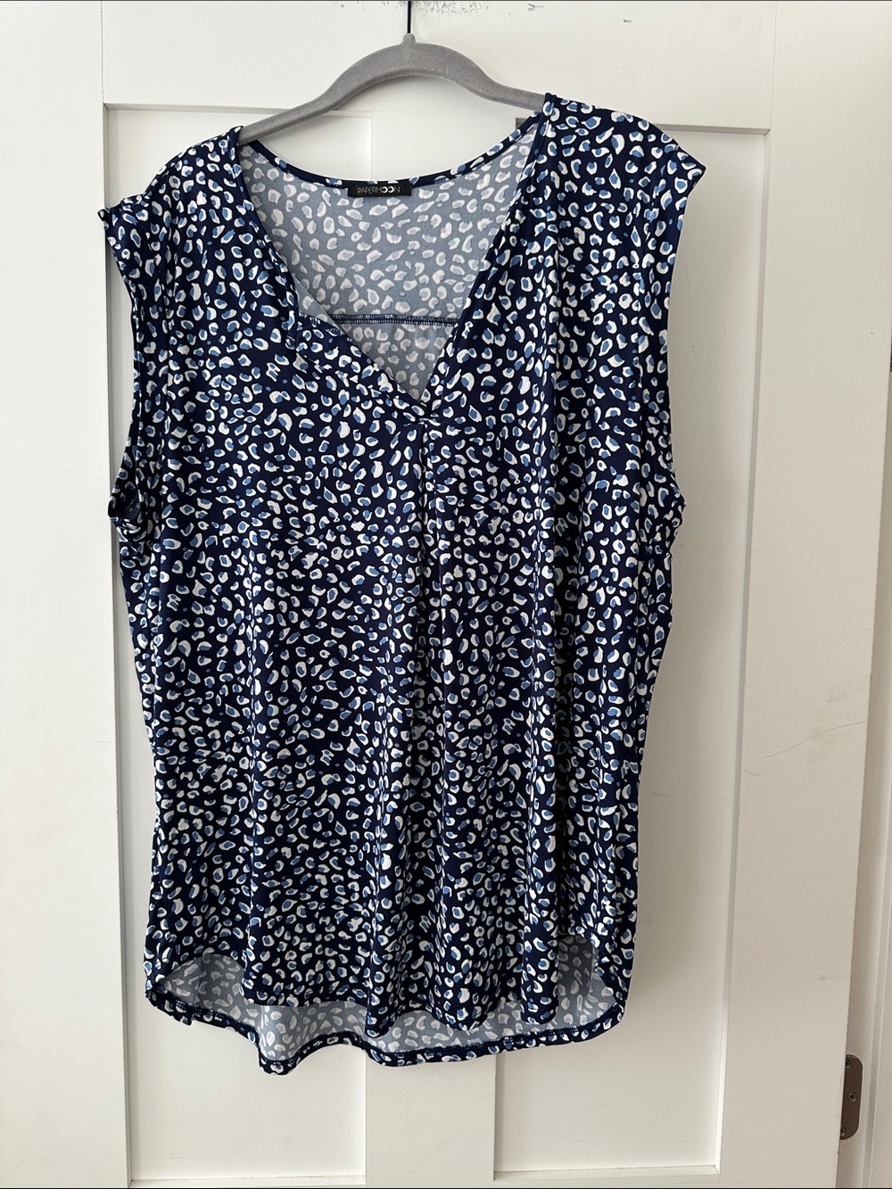 Papermoon Navy Blue and White Printed V-Neck Sleeveless Top 07